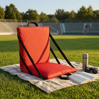 Foldable Folding Backrest Seat textileCovered Padded Seat Compact Portable Camping Stool