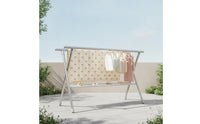 Stainless Steel Drying Rack with Net Floor-Standing Laundry Drying Rack Heavy Duty Sturdy for Balcony, Patio
