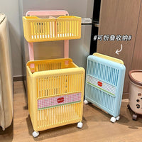 Foldable Mobile Laundry Basket with Double Layers