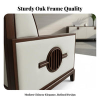 Wooden Frame Fabric Armchair Modern Chinese aesthetic Single Sofa Padded Armrests dense Foam seat pad for Hotel Lobby, Bedroom