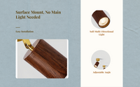 Adjustable Walnut Ceiling Light, Rotatable LED Flush Mount