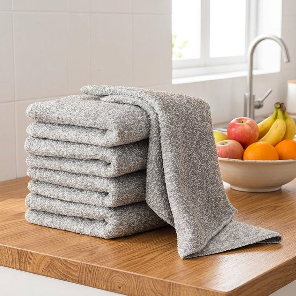 Fish Scale Microfibre Cloth, 25cm Magic Wipe for Glass Panes and Mirrors, Textured Cleaning Cloths with Lace-Trimmed Edges