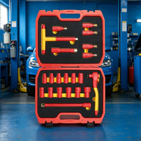 EV Ready Insulated Tool Kit Electric Insulated Socket Set Metric Tool Kit with Foam Trays Portable for Mechanics, Electricians, Diyers, Automotive Repair, Electrical Work, Roadside Emergencies, Workshops
