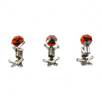 3 Pieces Skeleton Pumpkin Decoration Seated Mini Resin Figurines Small