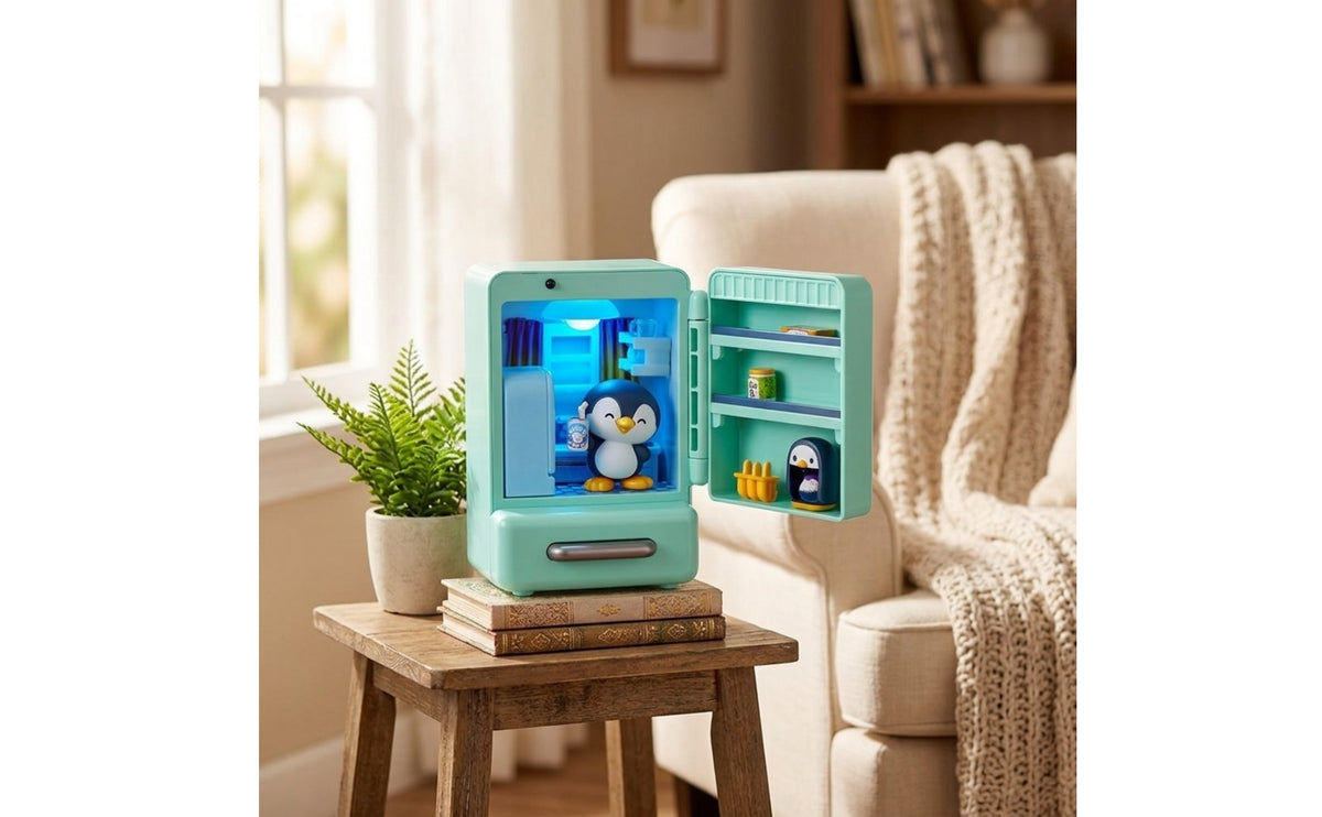 Realistic Mini Refrigerator Toy Imaginative Toy Fridge with Shelves Compact Play Kitchen Appliance Interactive for Children