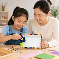 DIY Picture Frame Kit, Personalised Photo Frame Craft for Kids, 7 inch Desktop Photo Frame, White with Multicolored Accents