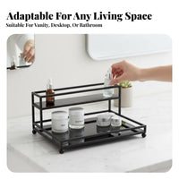 Acrylic Makeup Shelf Raised Edge Design Acrylic Cosmetic Shelf Space Saving Skincare Storage Rack for Dressing Table, Bedroom