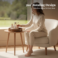 Walnut Rotating Tray Raised Sides Rotating Organizer Tray for Washroom Counter