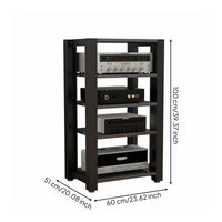 Steel and Wood Amplifier Stand Heavy Duty Multi-Tier Audio Equipment Rack Space-Saving Vertical Design Adjustable Shelf Stereo Rack for Living Room