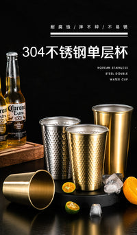 304不锈钢韩式啤酒杯果汁防摔家用随手杯咖啡冷饮杯商用单层水杯