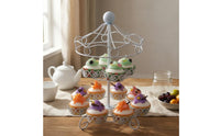 Powder-Coated 12-Cup Cake Stand Iron White Cupcake Stand Openwork Tableware Curled Feet