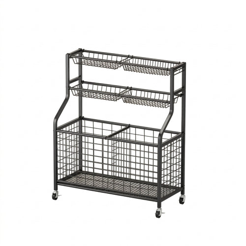Rolling Sports Ball Storage Cart Easy Access for Gym, Coaches