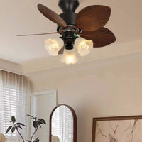 Retro Overhead Fan Light Decorative Vanes Antique Fan Lamp three color dimming for Bedroom, Study