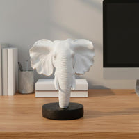 Elephant Head Statue Polyresin Resin Elephant Head Ornament Detailed Texture Animal Sculpture for Desktop, Office