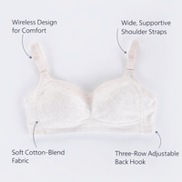 Sleep Bra with Wide Shoulder Straps for Mature Women, Full Coverage Comfort Design with Three Row Hook Closure, Non Wired Loungewear Style