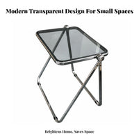 Clear Folding Table Foldable Design Portable Desk Space-Saving for Small Spaces