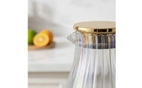 Easy to Clean Borosilicate Glass Carafe Large Capacity Ribbed Glass Pitcher for Home