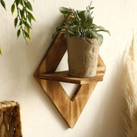 Modern Minimalist Diamond-Shaped Wooden Wall-Mounted Flower Pot Shelf