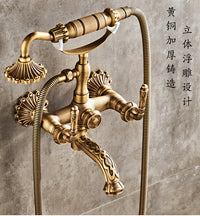 All-Copper Carved European Retro Shower Set with Handheld Spray
