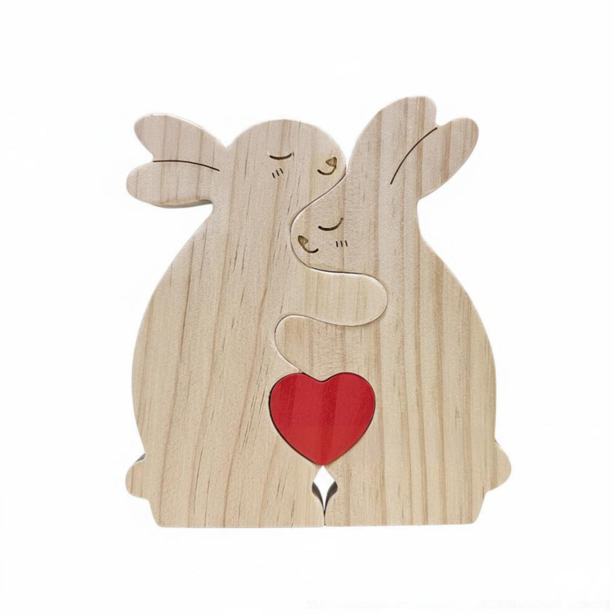 Wooden Hare Family Game Set, Hand-Carved Hardwood Decor, Modern Minimalist Accent, Easter Gift