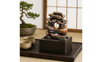 Desktop Waterfall Retro Style Tabletop Humidifier Waterfall Humidifying Home Decor for Desk