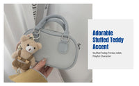 Bowling Bag, Small Square Shoulder Bag, Women's Summer Handbag, plush teddy accent, stylish Crossbody