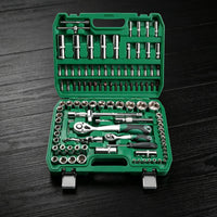 Socket Set with Case Automotive Mechanics Tool Kit Portable Socket Set with Ratchets for Home Mechanics, Garage, Roadside Emergency