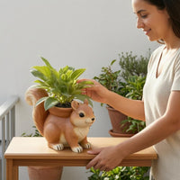 Squirrel Planter Curled Tail Squirrel Flower Pot Decorative Craft