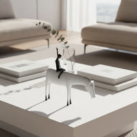 Black and Pale Horse Sculpture Minimalist Abstract Horse Figurine Zinc Alloy Home Decoration for Living Room