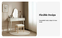 Dressing Table Set with Lighted Mirror Nordic design Bedroom Furniture space-saving Design Includes Matching Stool for Teens