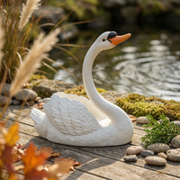 Floating Swan Sculpture Fiberglass Swan Pond Ornament Lightweight Easy to Move