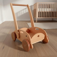 Learn to Walk Toy Smooth Polished Edges Wooden Infant Push Cart Anti-Tipping Design Young Child Push Cart for Infants 6-18 Months