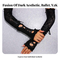 2 Pieces Fingerless lace-up limb sleeve Sleeves Balletcore Design and aesthetic Accessory