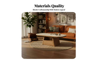 2 Pieces Minimalist Design Oval and Round Coffee Table Set Natural Texture Top Living Room Furniture Antique aesthetic Accent Tables Heat-Resistant for Apartment Dwellers, Interior Designers, Homeowners, Lounge Area, Home Office
