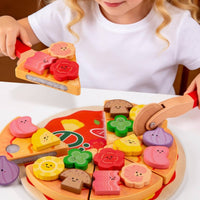 Early Learning Wooden Cutting Pizza Set Cognitive Training Pretend Play Pizza Set Hand-Eye Coordination for Toddlers, Playroom, Kindergarten