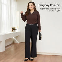 Wide Leg Trousers for Women UK with Fleece Lined Thermal Material, High Waist Palazzo Pants for Everyday Wear, Flared Styles to 7XL