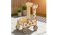 Wooden animal Pusher Early Learning animal Shopping Cart Sturdy Wood Wooden Shopping Cart for Nursery