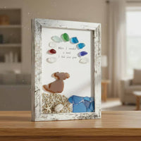 Sea Glass Dog Art Handmade Pet Memorial Frame Rustic Design for Tabletop Decor