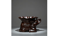 Solid Wood Elephant Statue with Tray | Carved, Elephant Figurine with Tray, for Tabletop