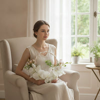 Wreath Bouquet with Pearl Handle Beaded Decorations Faux for Bridal Photoshoots