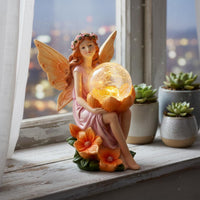 Solar Fairy Garden Light Rechargeable Battery Resin Fairy Night Light for Yard