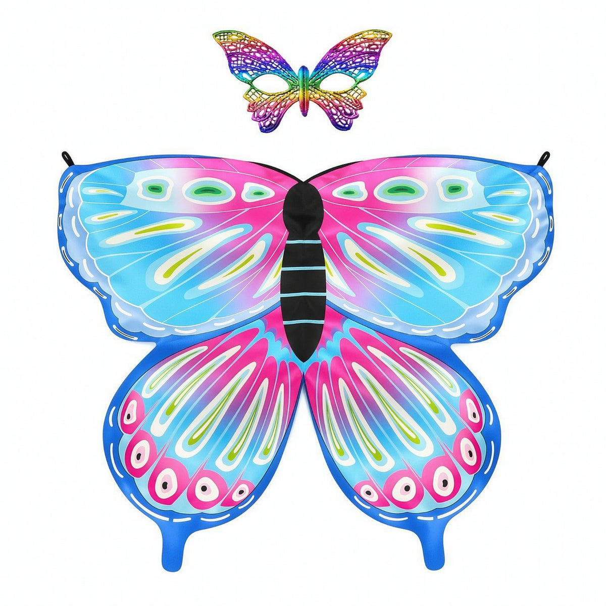 2 Pieces Butterfly Wings with Mask Large for Birthdays, Kids