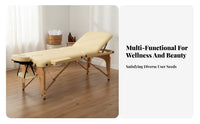 Foldable Massage Table Versatile Wooden Spa Bed Widened Design Adjustable Inking Couch for Physical Therapists, Estheticians, Medical Facility, Travel