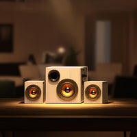 Desktop Speaker System Wooden Speaker System with Subwoofer Compact Multimedia Speakers for Students, Gaming Aficionados, Office, Bedroom