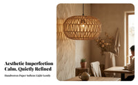 Handmade Woven Paper Lampshade Natural Woven Lamp Shade Rustic Drum Lampshade with Cord Farmhouse for Dining Room, Cafe, Reading Corner