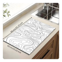 Dish Drying Mat Vintage Pattern Diatomaceous Stone Mat Food-Grade Material