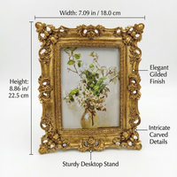 Ornate Gold Resin Photo Frame, European Picture Frame, Embossed Floral Design, Romantic Bedroom Deco - Image 6
