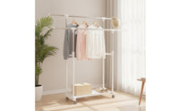 Adjustable Double Rod Clothes Rack Telescoping Clothes Rack with Double Rods Portable Furniture Heavy-Duty for Bedroom
