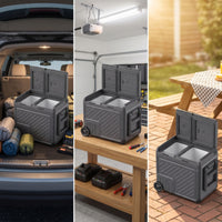 Wheeled Car Fridge with Wheels and Handle Adjustable Car Refrigerator Reliable Portable Fridge with Wheels for Campers, Travelers, Truckers, Road Trips, Camping, Rv Travel, Home Backup