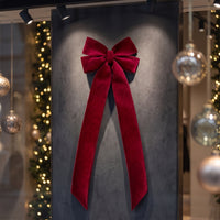 Christmas Bow Ornament Burgundy Seasonal Bow Large Bowknot for Holiday Decor, Window Display